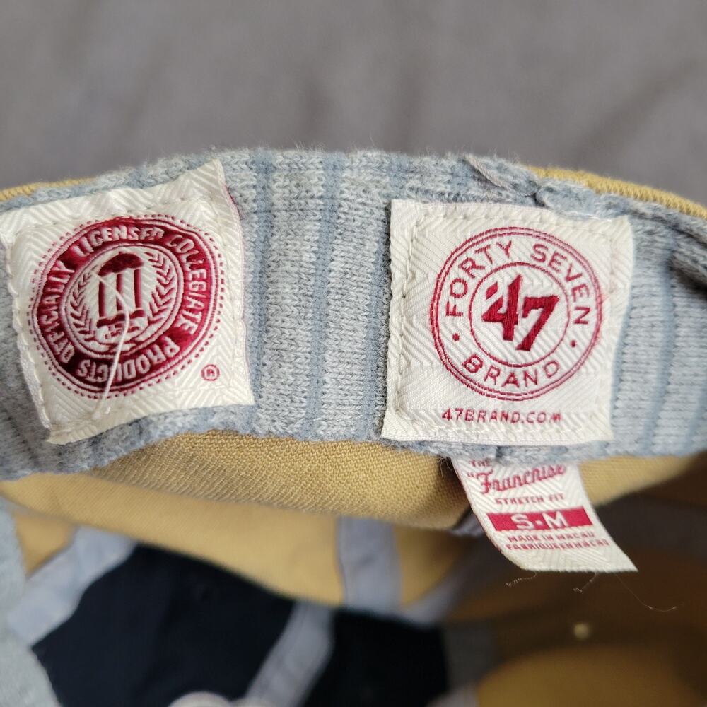 NOTRE DAME Hat Cap Small Medium Stretch Fit Gold Navy Embroidered Irish Logo 47 - Picture 3 of 8